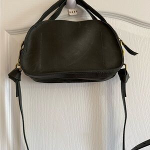 Madewell Black Leather Crossbody with Gold Hardware